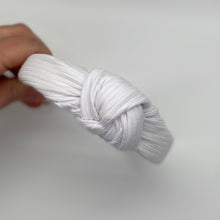Load image into Gallery viewer, White Top Knot Headband