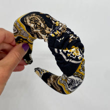 Load image into Gallery viewer, Black and Gold Top Knot Headband