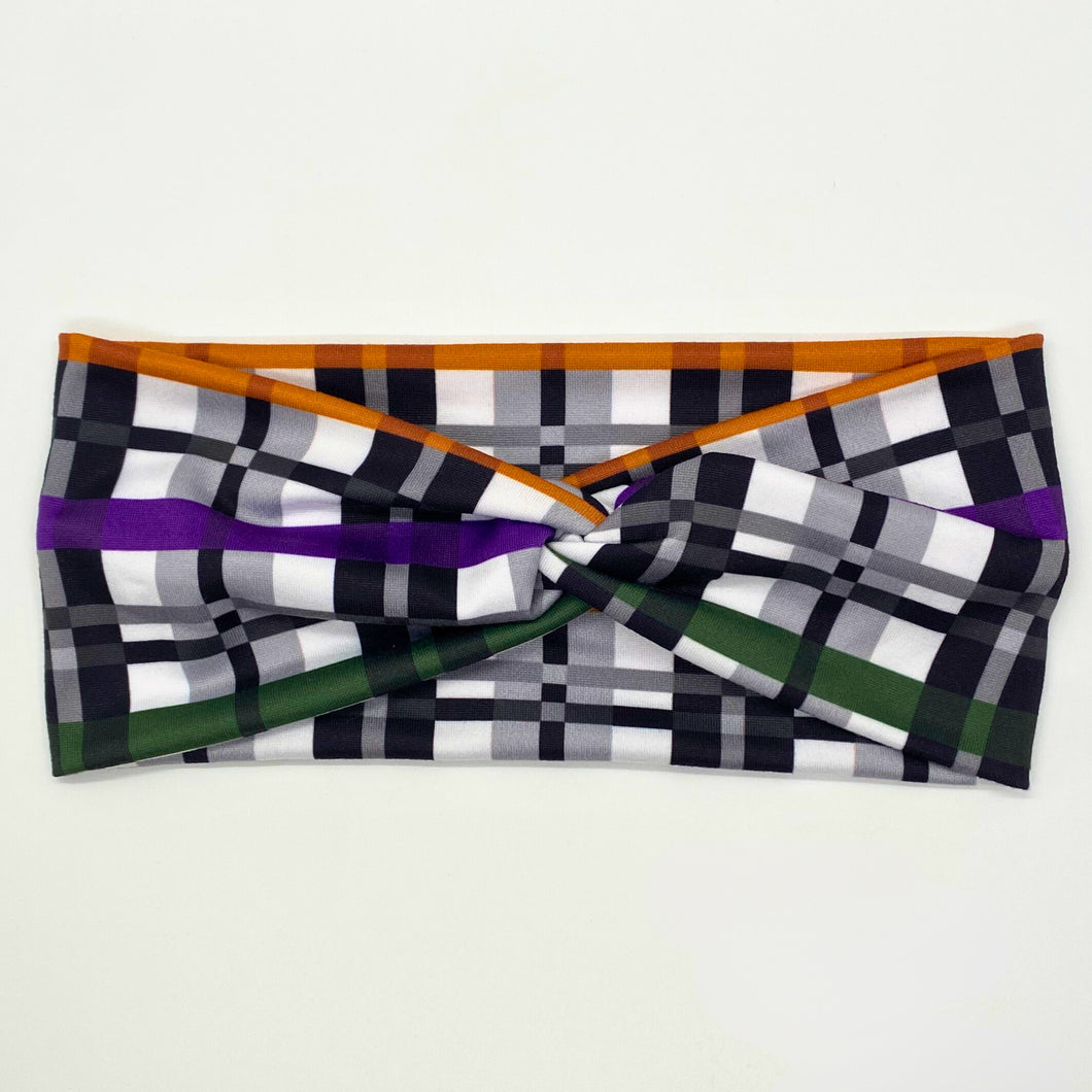 Midnight Harvest Plaid Twist Headband