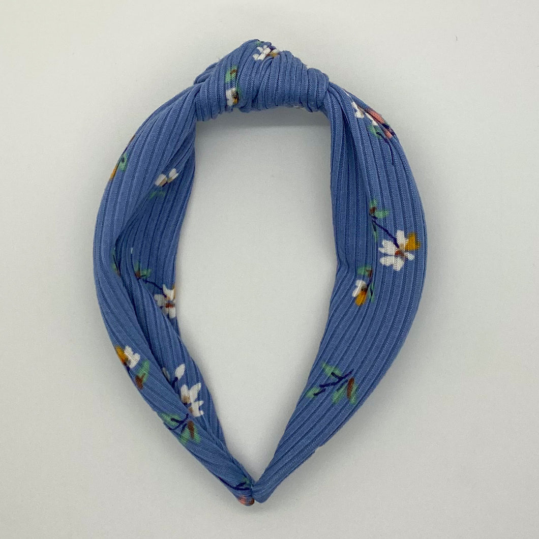 Azure Blooms Top Knot Headband
