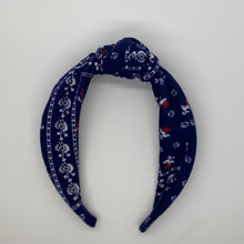 Load image into Gallery viewer, Blue Bandana Top Knot Headband
