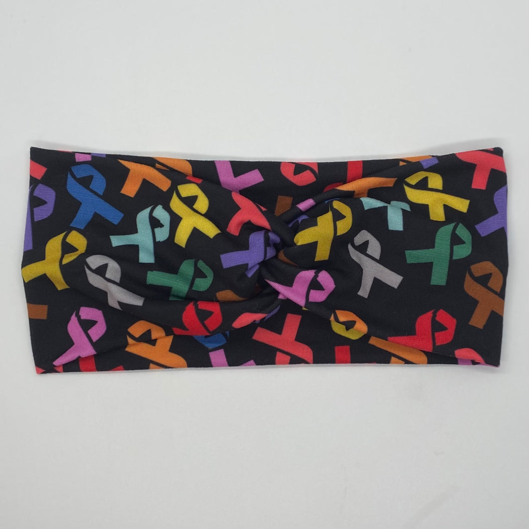 Black Multicolor Ribbon Twist Headband