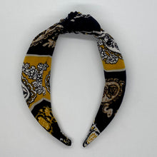 Load image into Gallery viewer, Black and Gold Top Knot Headband
