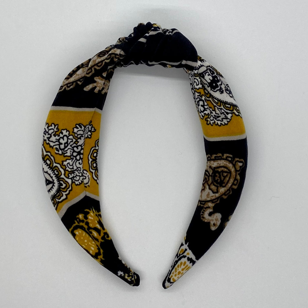 Black and Gold Top Knot Headband