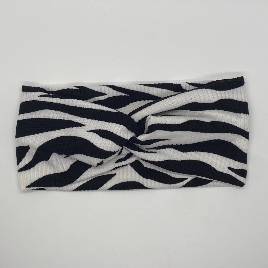 Ribbed Zebra Twist Headband