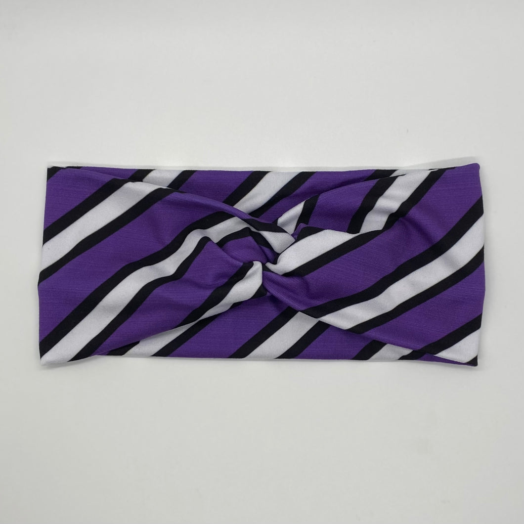 Purple Striped Twist Headband